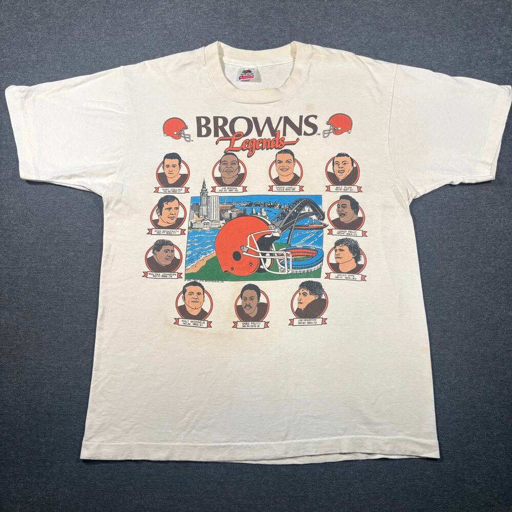 VTG 90s Single Stitch NFL Cleveland Browns Legends Graphic Tshirt Size Large